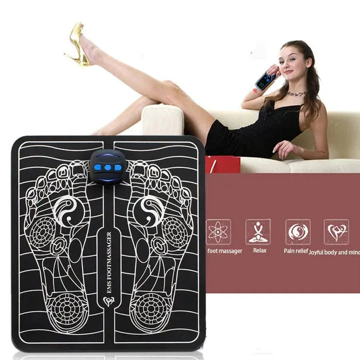 EMS Foot Massager Remote Control Electric Massager Pad Pulse Acupuncture USB Charging Blood Circulation Feet Muscle Stimulator ROSLIN'SHOP Seu Estilo Nossa Força