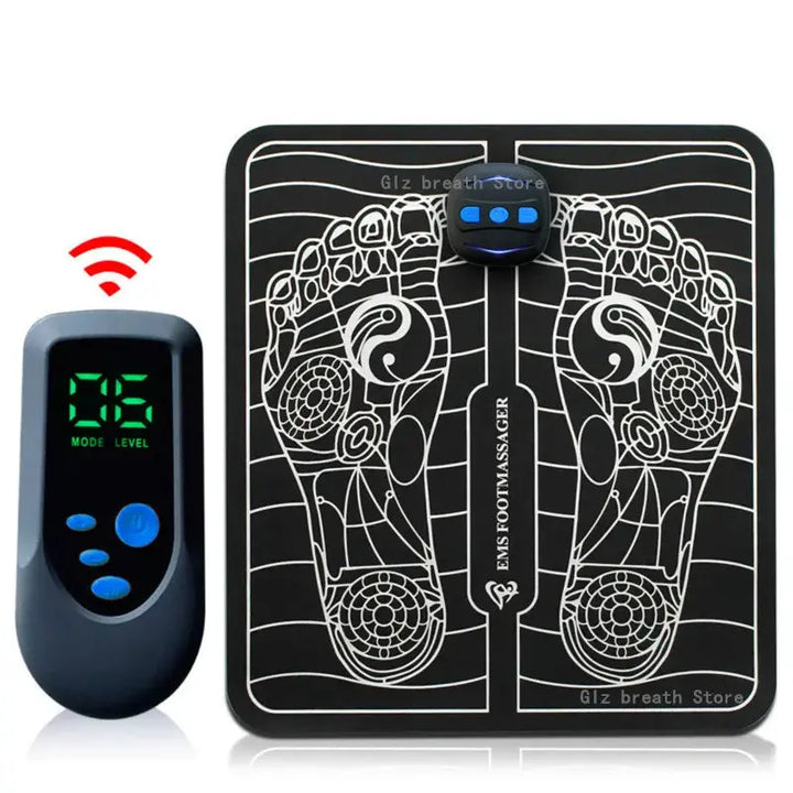 EMS Foot Massager Remote Control Electric Massager Pad Pulse Acupuncture USB Charging Blood Circulation Feet Muscle Stimulator ROSLIN'SHOP Seu Estilo Nossa Força