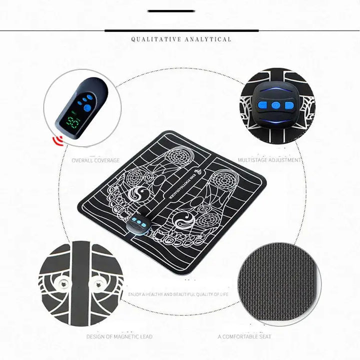 EMS Foot Massager Remote Control Electric Massager Pad Pulse Acupuncture USB Charging Blood Circulation Feet Muscle Stimulator ROSLIN'SHOP Seu Estilo Nossa Força