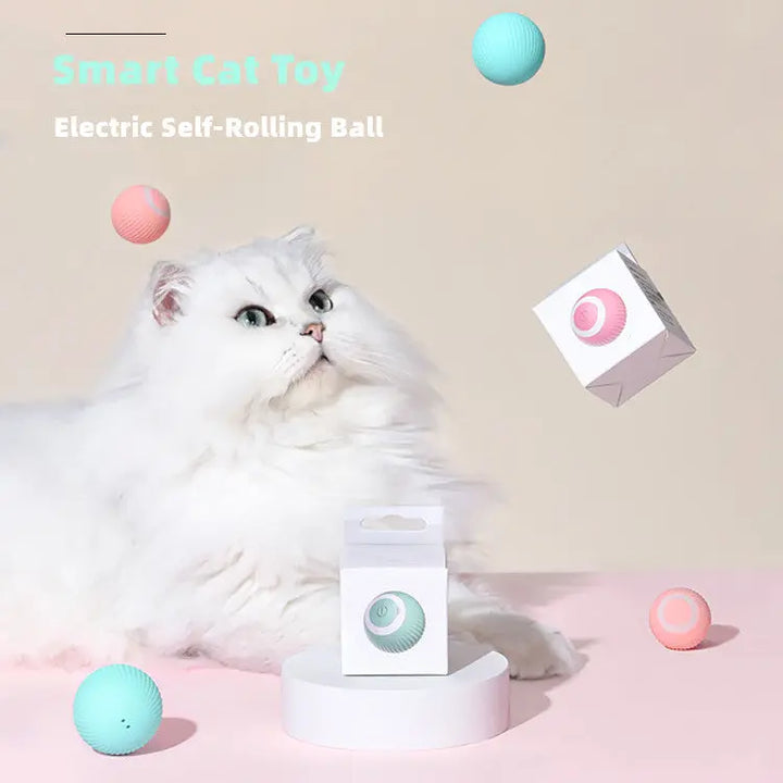 Electric Cat Ball Toys Automatic Rolling Smart Cat Toys Interactive for Cats Training Self-moving Kitten Toys for Indoor Playing ROSLIN'SHOP Seu Estilo Nossa Força