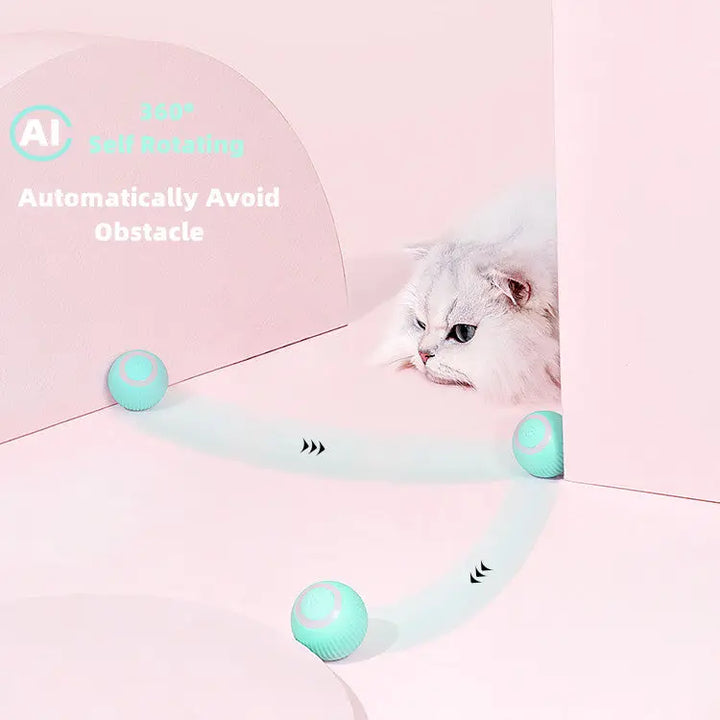 Electric Cat Ball Toys Automatic Rolling Smart Cat Toys Interactive for Cats Training Self-moving Kitten Toys for Indoor Playing ROSLIN'SHOP Seu Estilo Nossa Força