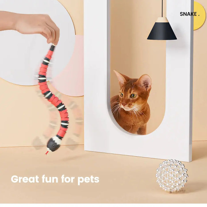 Smart Sensing Snake Cat Toys Electric Interactive Toys for Cats USB Charging Cat Accessories for Pet Dogs Game Play Toy ROSLIN'SHOP Seu Estilo Nossa Força