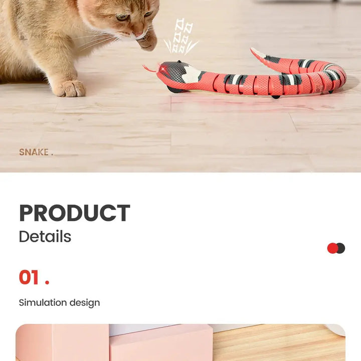 Smart Sensing Snake Cat Toys Electric Interactive Toys for Cats USB Charging Cat Accessories for Pet Dogs Game Play Toy ROSLIN'SHOP Seu Estilo Nossa Força