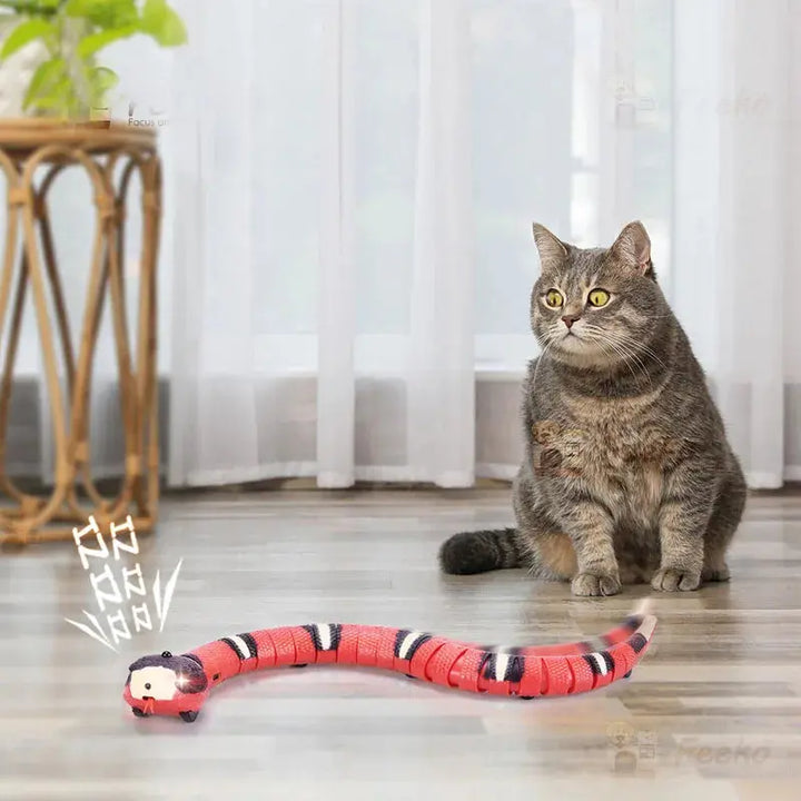 Smart Sensing Snake Cat Toys Electric Interactive Toys for Cats USB Charging Cat Accessories for Pet Dogs Game Play Toy ROSLIN'SHOP Seu Estilo Nossa Força